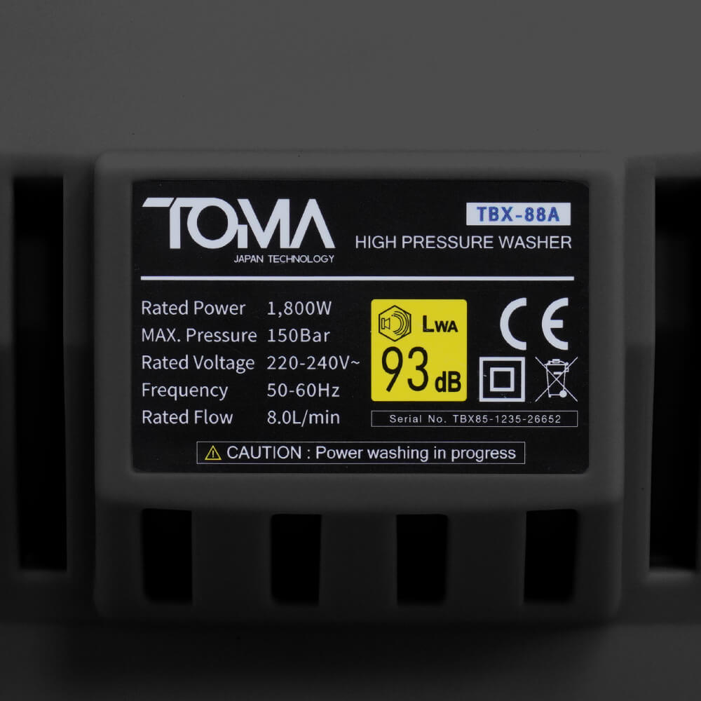 เครื่องฉีดน้ำแรงดันสูง TOMA JAPAN รุ่น TBX-88A 150 บาร์ 1800 วัตต์